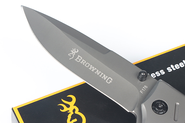 Browning F176 fast opening folding knife grey Titanium surface UD407666